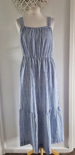Linen blend blue - blue, white