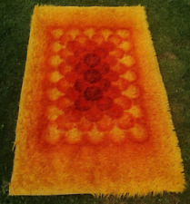 VINTAGE POSS DANISH, ABSTRACT SCANDINAVIAN MODERN STYLE SHAG PILE RUG 90CMX148CM