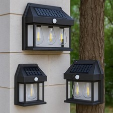 Outdoor Solar Powered Security Light PIR Motion Sensor Wall Lantern Lamp