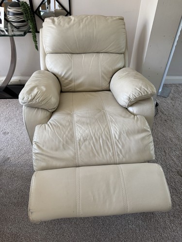 Used cream leather recliner - used,