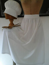 Vintage French White Homespun Apron - Woven Cotton Textile Maid Pinny Late c20th
