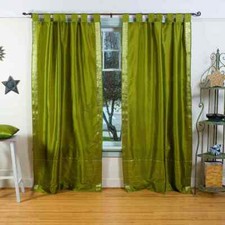 Olive Green  Tab Top  Sheer