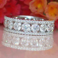 2Ct Round Diamond Full Eternity Wedding Band Ring 14K White Gold Finish Size J-T