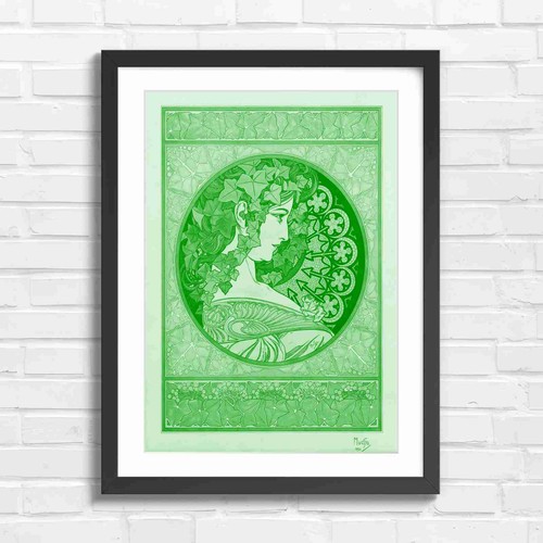 Art nouveau woman - ivy, vines