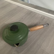 Vintage Le Creuset Green Pan Lid Wooden Handle 16cm Made in France