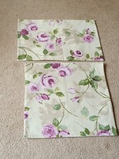 NEW 2 CUSHION COVERS SINGLE LILAC ROSE FLORAL 1 OBLONG 12X18 " 1 SQUARE 16X16"