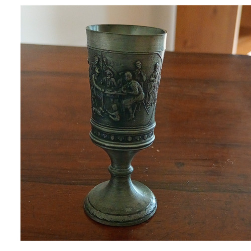 Pewter goblet embossed relief - pewter,
