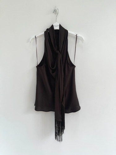 Zara top vest cami brown - brown, satin