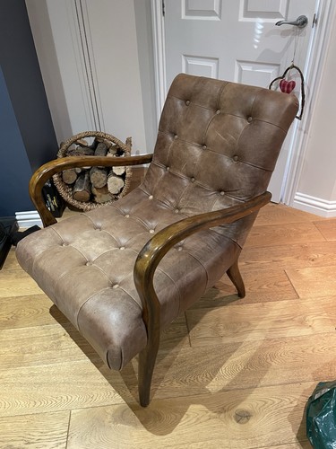 High back winged armchair real - winged,