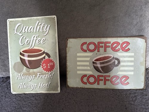 Metal coffee wall signs - 2x,