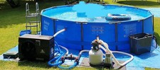 Bestway Above Ground Pool 14ft. Sand Filter, Heat Pump, Cover, Ladder. Awesome !