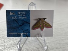 RSPB ELEPHANT HAWK MOTH GNaH Enamel Bird Wildlife Pins Charity Badge  