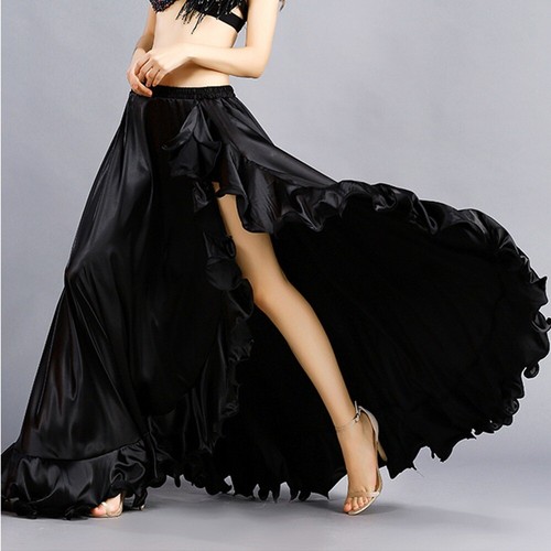 Satin long skirt swing - swing, belly