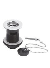 Sink Basin Waste Kit with Poly Plug & Ball Chain - Chrome - Backnut Type - Plumb
