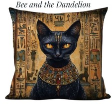 Black Cat Egyptian God Traditional Style Pattern Cushion COVER 45cms X 45cms