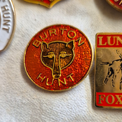 Burton hunt enamel badge pin - hunt,