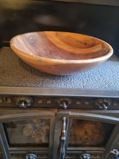 Vintage Wood Round Fruit Bowl Diamter 36cm
