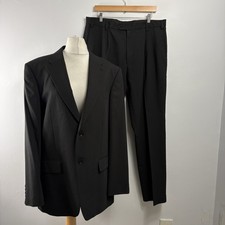 NEXT Suit Mens Size 44 Black Wool 2 Piece Jacket Trousers Tailored Smart W36