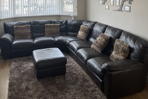 Shaped leather sofa and - l,