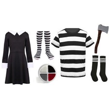 KIDS HALLOWEEN COSTUME BOYS GIRLS GOTHIC FANCY DRESS DUO FAMILY OUTFIT BLACK 