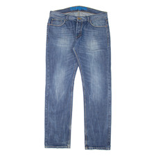 DESIGUAL Mens Jeans Blue Regular Straight Stone Wash W36 L34