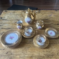 Vintage MARIE LUISE SELTMANN WEIDEN Tea Set Gold Gilded 13 pieces