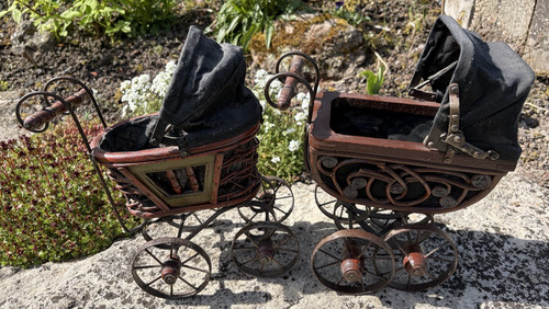 Antique dolls prams - dolls, made