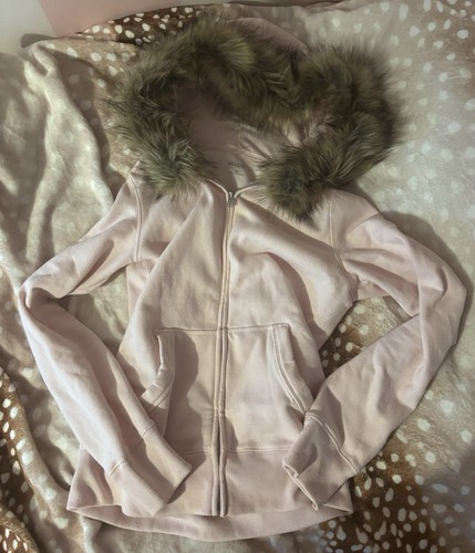 Pink hollister fur hood zip - hood,