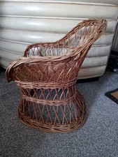 Vintage  Woven Wickerl peacock Chair Ideal Large Teddies Or Dolls