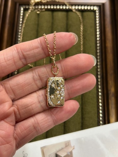 Gold rectangle star locket - gold,