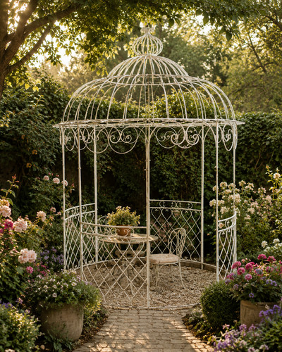 Large cream metal garden - cream,