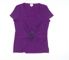 Kaliko Women's Purple Beaded V-Neck T-Shirt Size 14