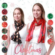 Christmas Scarf, Silky Satin Neck Scarves for Men Women Christmas Gifts