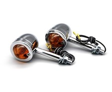 Motorcycle Long Stem Mini Custom Indicators Chrome Body And Amber Lens