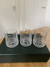 CRISTAL D’ARQUES LONGCHAMP LEAD CRYSTAL WHISKY TUMBLERS GLASSES x 3