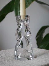 Sculptural 24% Lead Crystal Candle Holder, by Mikasa (?), Twisted Modern Design