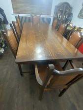 Solid Oak Dining Table Made By Webber Furniture  , with 8 x leather chairs