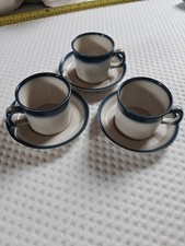 Retro Vintage Wedgwood Blue Pacific mugs And Saucers. Now Discontinued X3