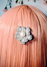 Bridal Flower Diamante Hair Accessory Jeweled Design Wedding Veil Clip Hair Pin