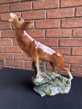 Rare Art Deco Lustreware Large Deer Figurine  ByJema Holland Foundry Mould No25