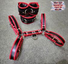 Men Cowhide Leather Adjustable Chest Harness & Restraints Set Club-Wear Costume