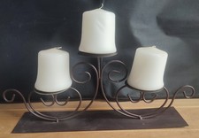 Wrought Iron 3 Arm Candelabra Pillar Candle Holder Wedding Centerpiece Decor