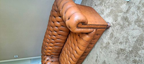 Brown leather chesterfield - brown,