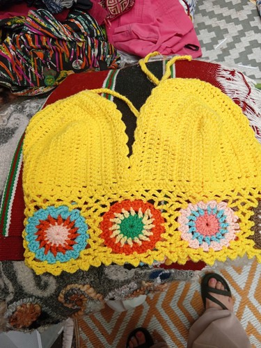 Crochet bikini top yellow - crochet,