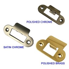 Single Rounded Strike Plate for Door Handles Polished Chrome or Brass