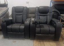 Single Electric Recliner Sofa Armchair Cinema Chair Black Faux Leather 