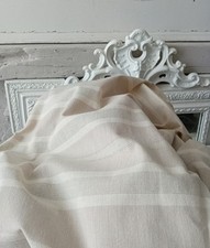 Cream Ticking Stripe Fabric Pure Cotton Natural Oatmeal Woven Striped Remnant