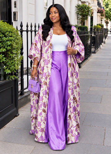 2pc purple satin - 2pc, floral