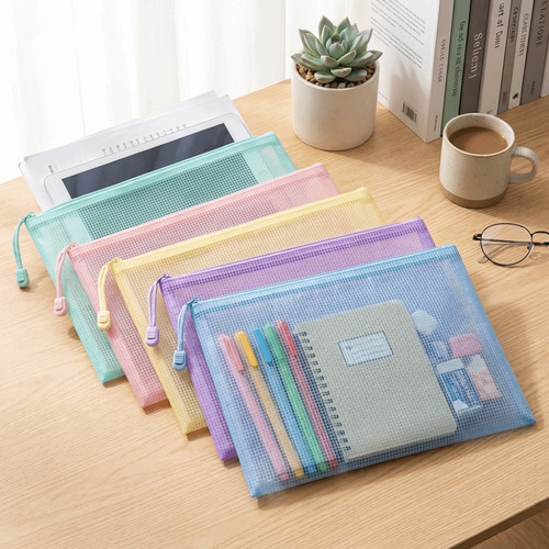 10pcs mesh pvc zipper pouch - 5/10pcs,