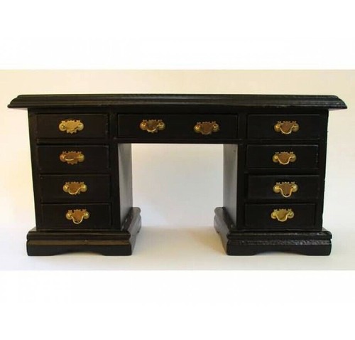 Black kneehole desk dolls - kneehole, desk,
